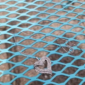 Sterling Silver Diamond Heart Necklace